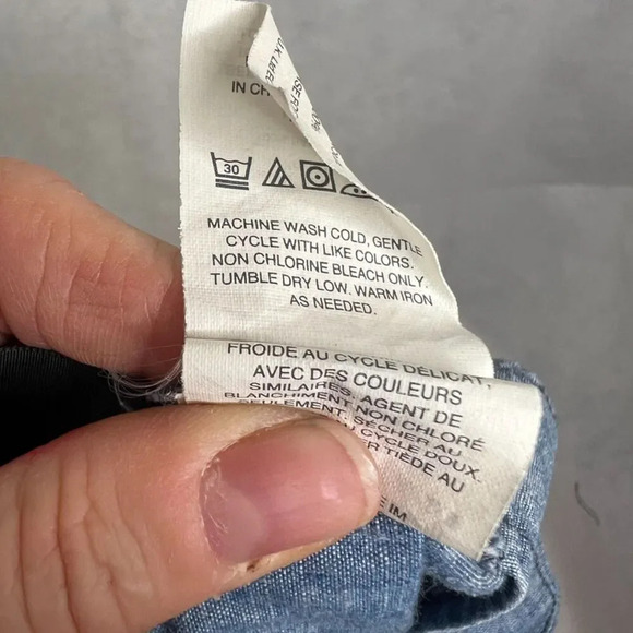 J Crew Denim Chambray Front Slant Ruffle 100% Cotton Pencil Skirt Sz 4 - Picture 6 of 8